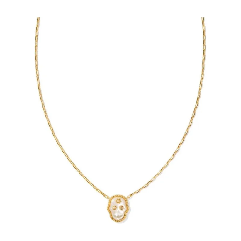 Elegant pearl necklaces for women -Kendra Scott Gold Skeleton Necklace in Ivory Mother of Pearl