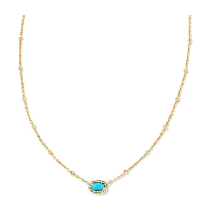 Long necklaces for women -Kendra Scott Elisa Mini Gold Satellite Necklace in Turquoise Magnesite