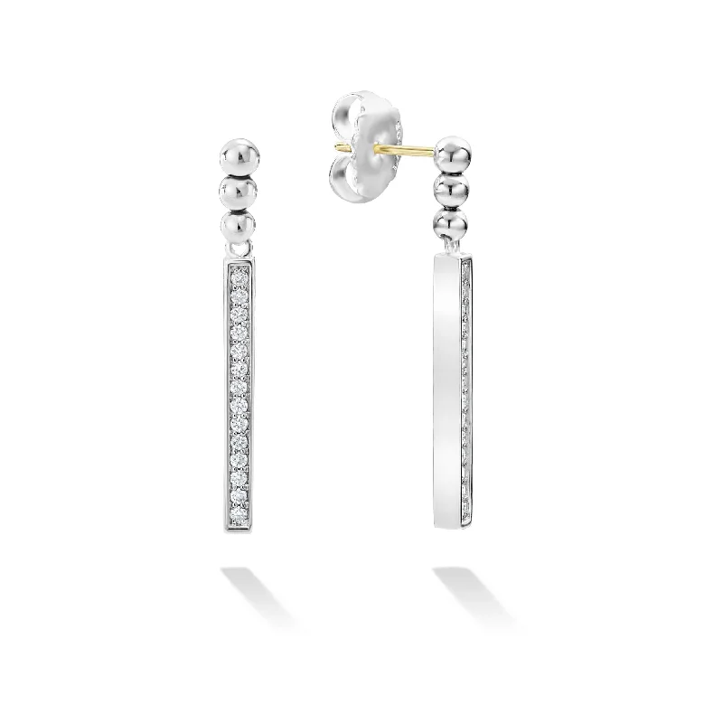 Statement drop earrings for women -Caviar Spark Linear Diamond Earrings