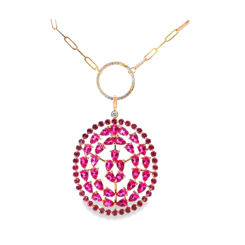 Pear-shaped necklaces for women -Lab Grown Pink Sapphire Pendant Necklace