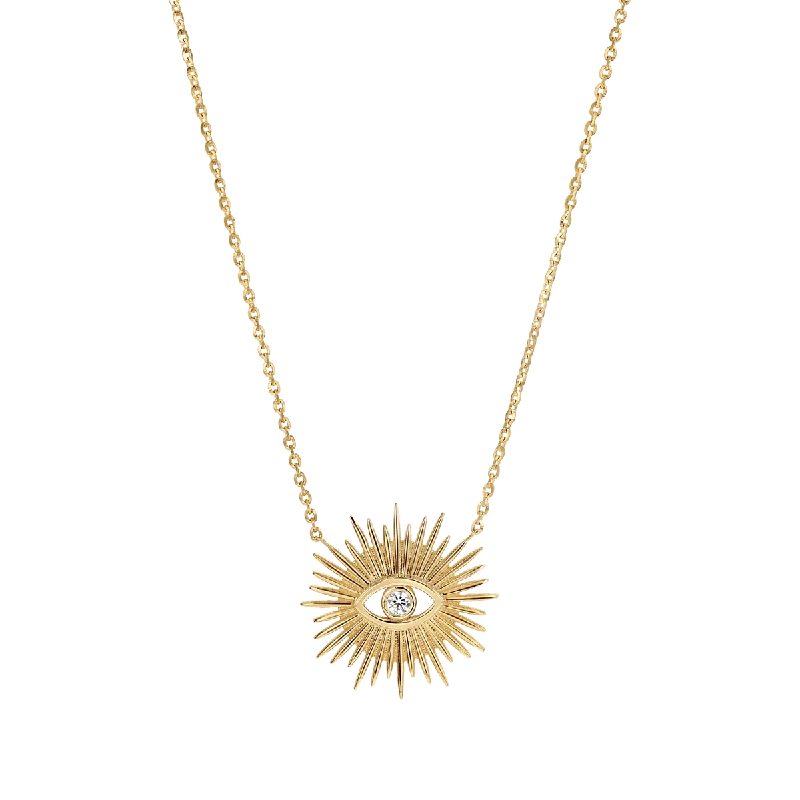 Heart-shaped necklaces for women -Sunburst Evil Eye Necklace