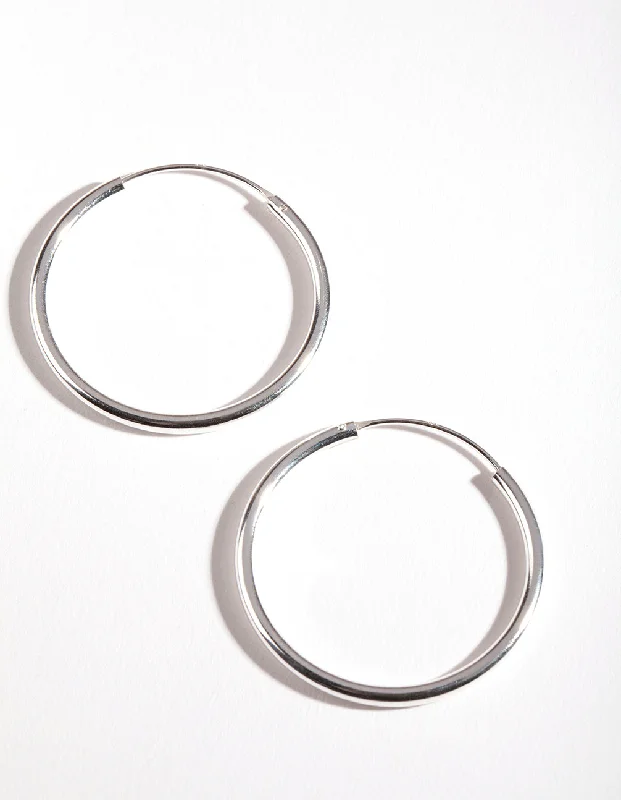 Gemstone stud earrings for women -Sterling Silver 30MM Thick Hoop Earrings