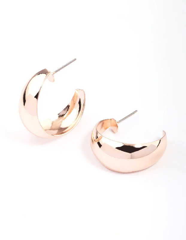 Women’s crystal drop earrings -Rose Gold Open Chubby Hoop Earrings