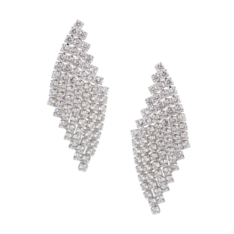 Bridal drop earrings for women -CZ Mesh Design Drop Earrings