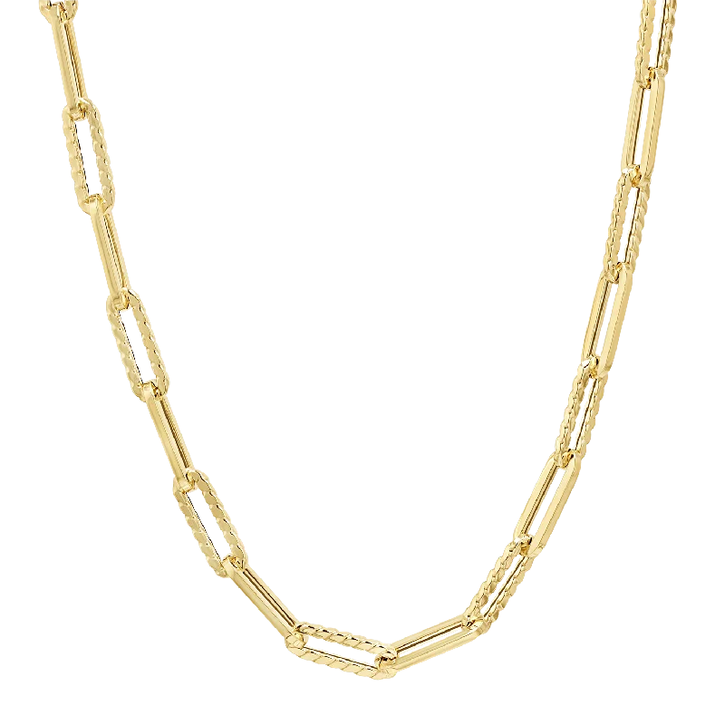 Gold and silver necklaces for women -14K Twist Link Paper Clip Chain Necklace