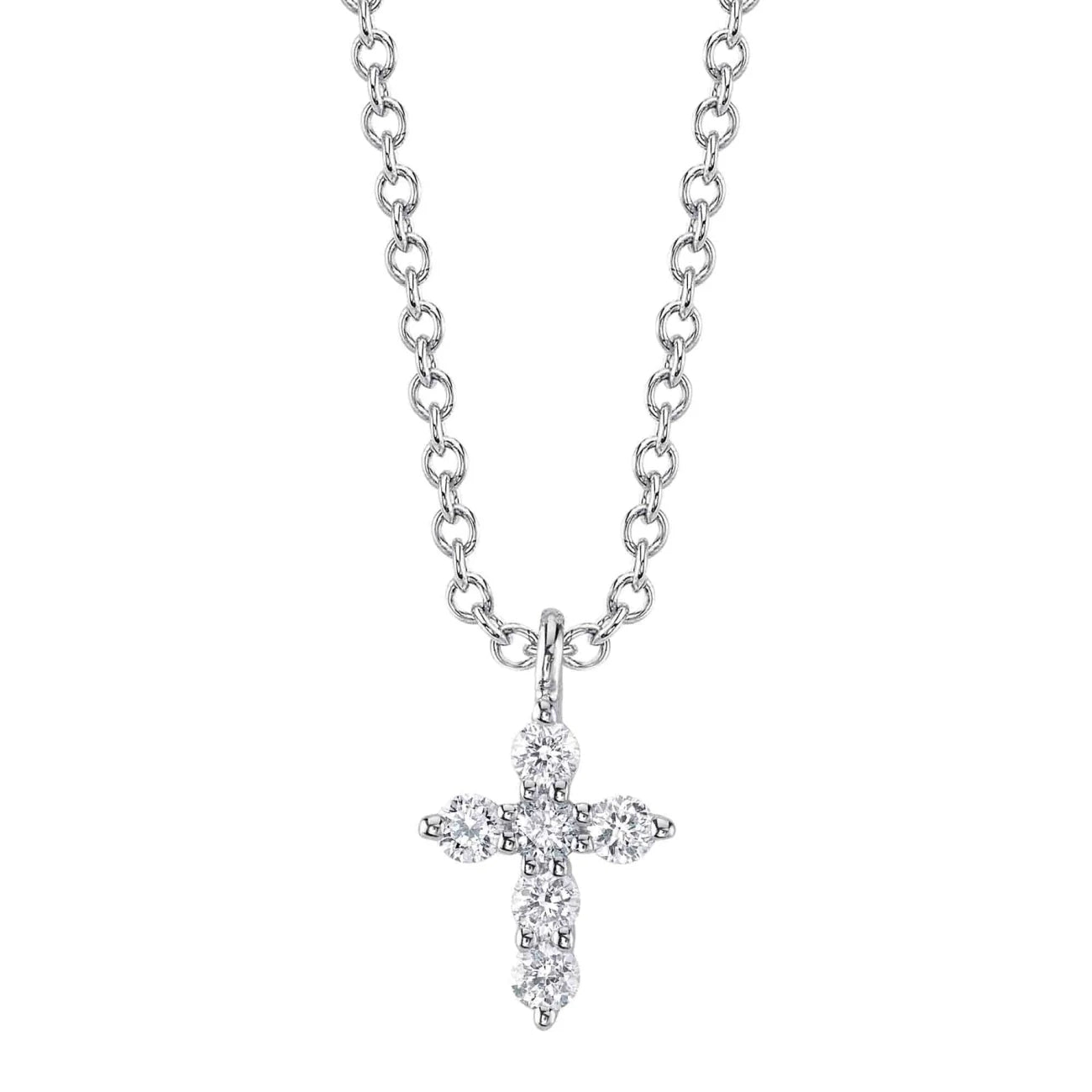 Necklaces with gemstones for women -Shy Creation Round Diamond Cross Necklace