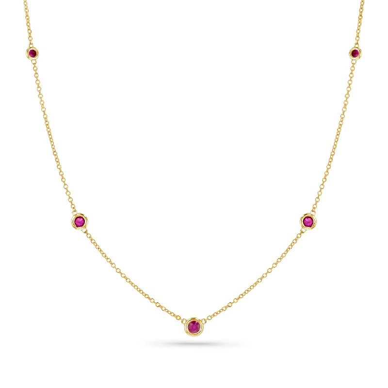 Chandelier necklaces for women -Ruby Bezel Strand Necklace