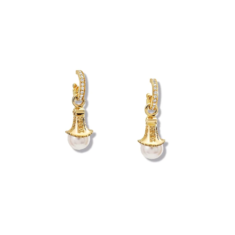 Vintage earrings for women -Fouquet Earring Drops Yellow Gold - Pearl