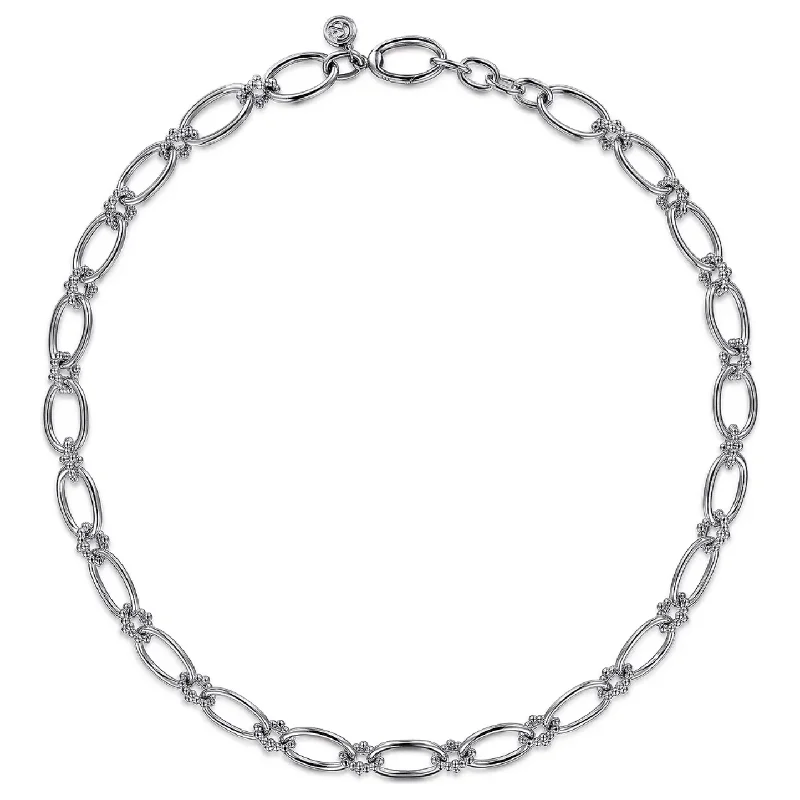 Heart-shaped necklaces for women -Gabriel Sterling Silver Oval Link Chain Necklace with Bujukan Connectors