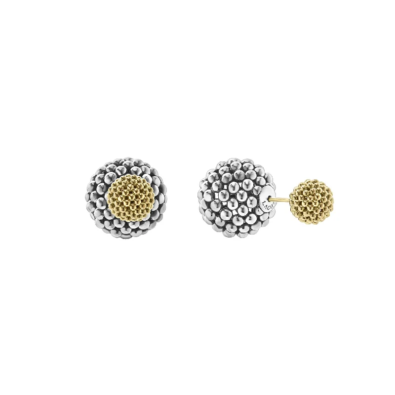 Artistic earrings for women -Signature Caviar Two-Tone Caviar Front-Back Earrings