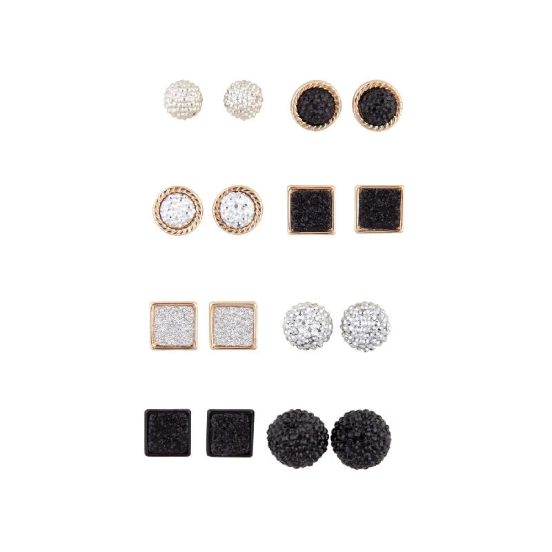 Custom name earrings for women -Glitter Shape 8-Pack Stud Earring