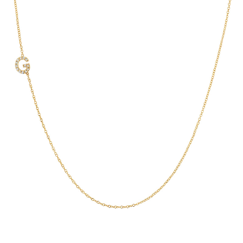 Gold and silver necklaces for women -Diamond Asymmetrical Initial Necklace