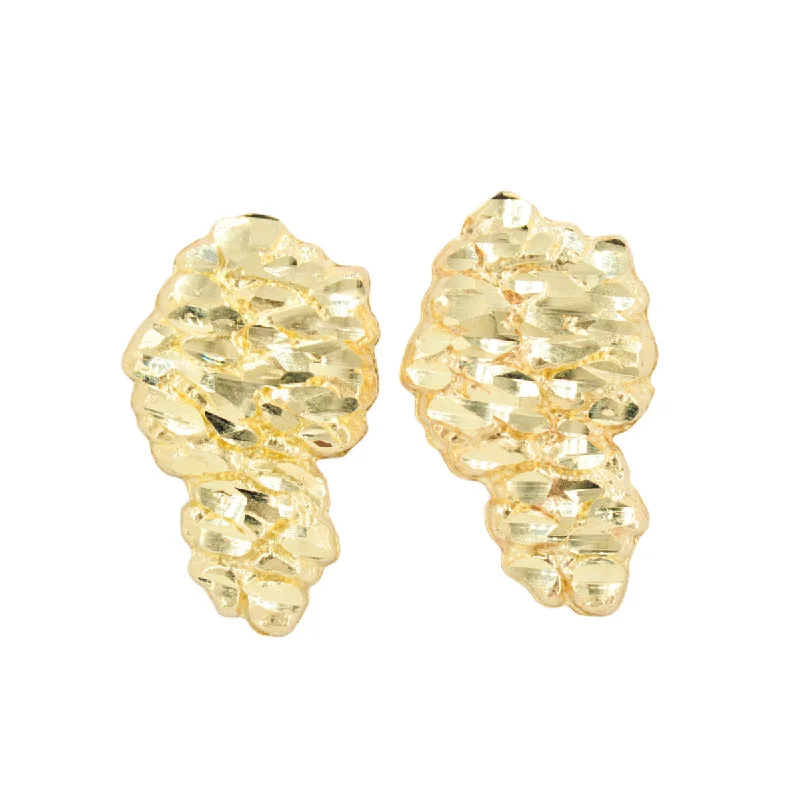 Matching earrings for women -10k Yellow Gold Nugget Earrings. Small