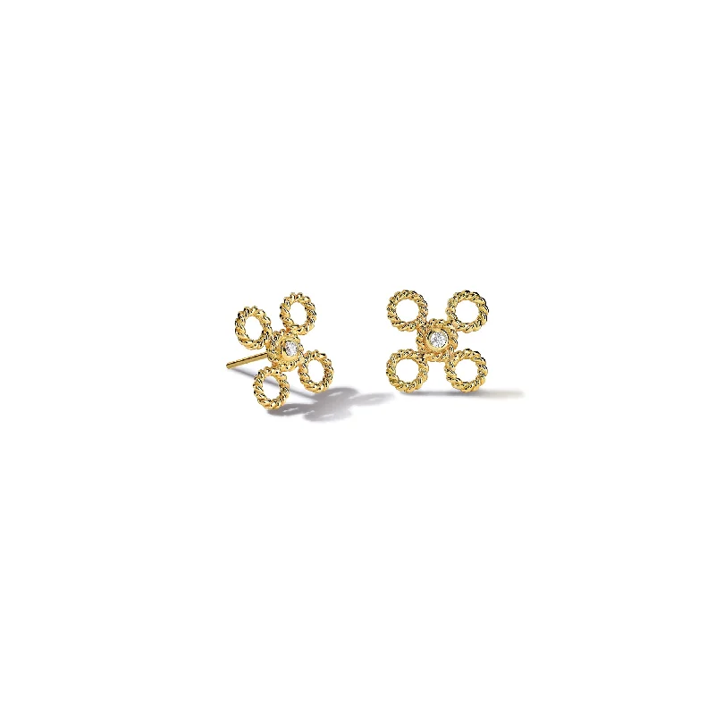 Simple earrings for women -Salvavida Stud Earrings Yellow Gold - Diamond