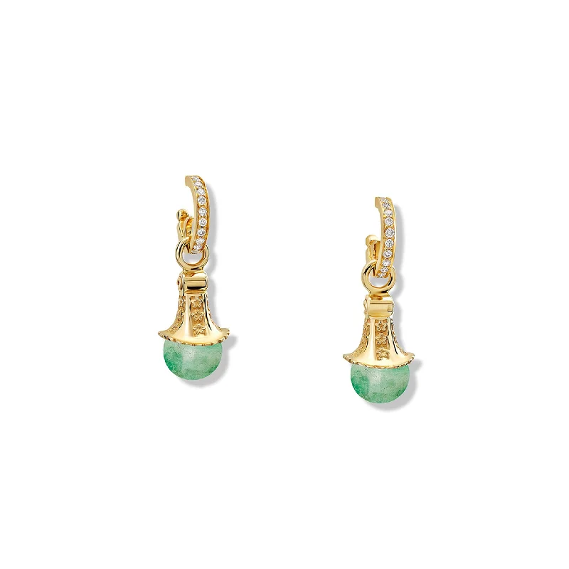 Silver hoop earrings for women -Fouquet Earring Drops Yellow Gold - Chrysoprase