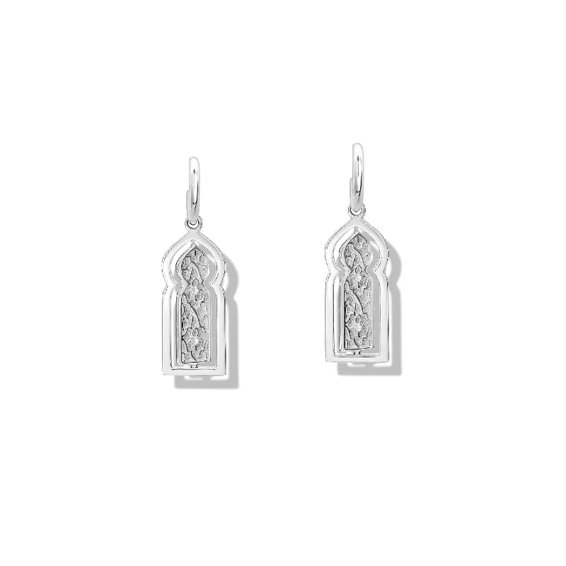 Diamond earrings for women -Porte Ouvrant Earring Drops Silver - Diamond