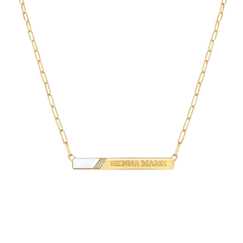 Chunky necklaces for women -Slash Engravable Necklace with Diamond Accents