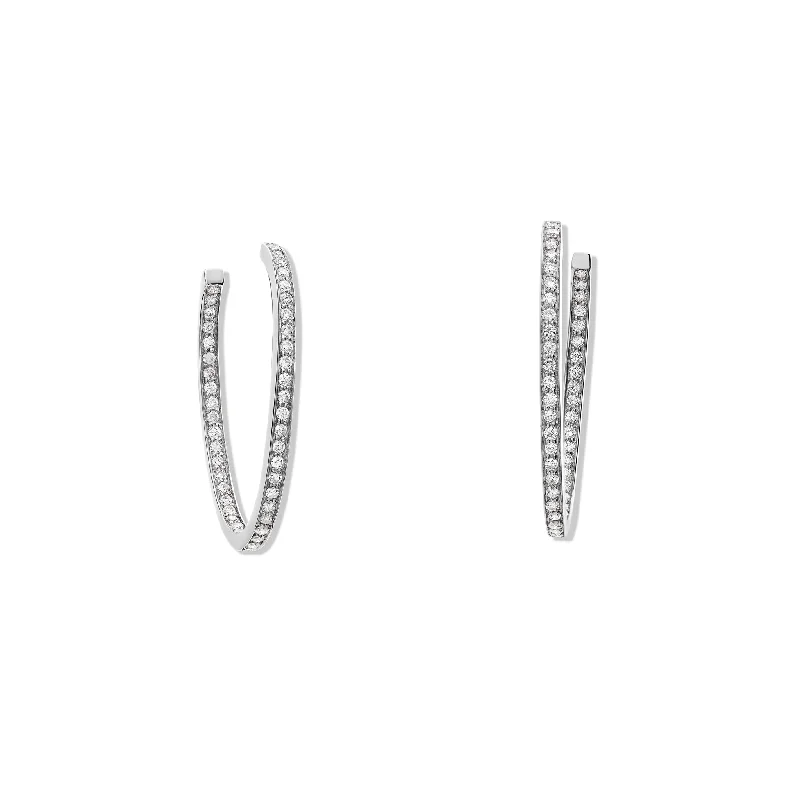 Designer stud earrings for women -Safiyya Hoop Earrings 18ct White Gold - Diamond