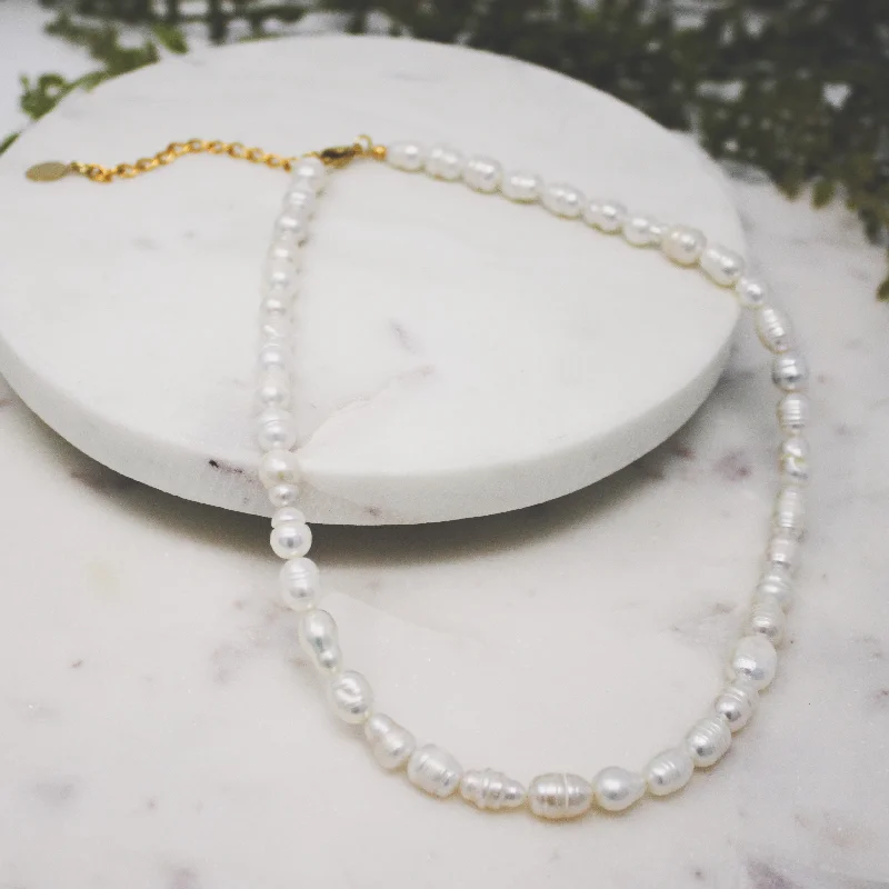 Custom initials necklaces for women -Island Pearl Necklace