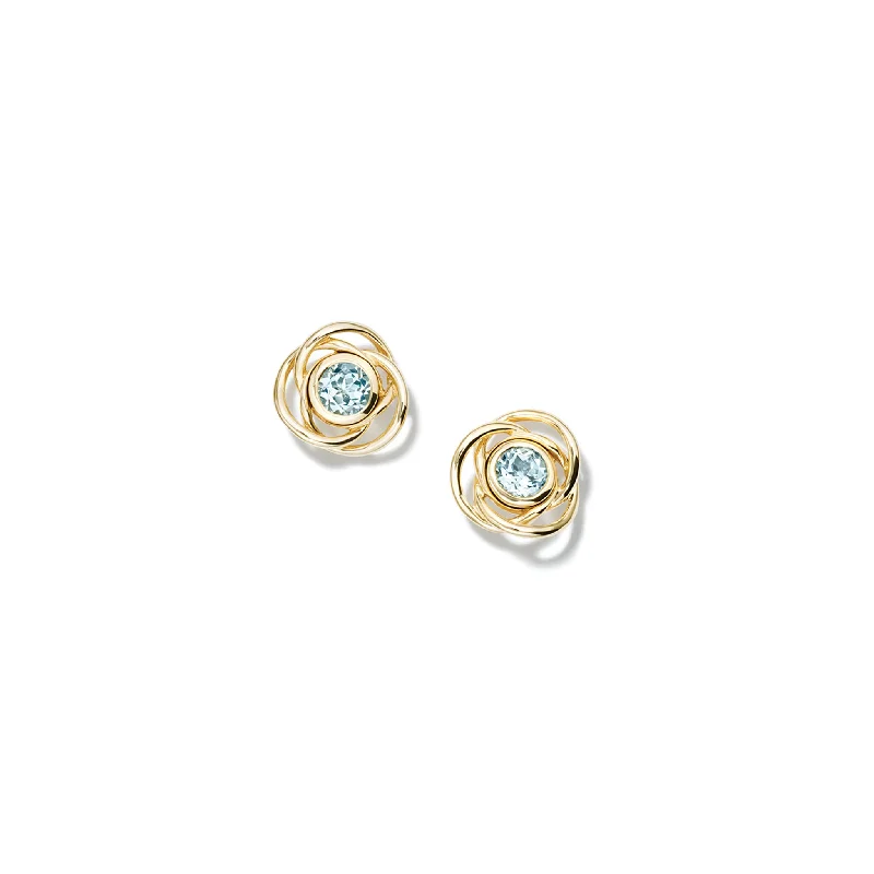 Birthstone earrings for women -Shippo Earring Halos Yellow Gold