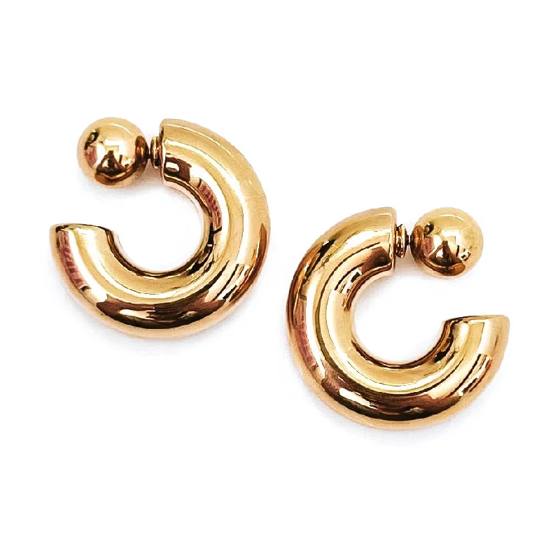 Simple hoop earrings for women -Everson Gold Reverse Hoop Earrings