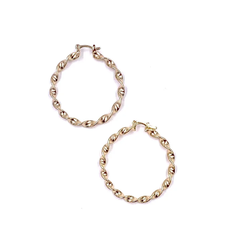 Stylish stud earrings for women -Ashley Gold Stainless Steel Gold Plated Twisted Design Hoop Earrings