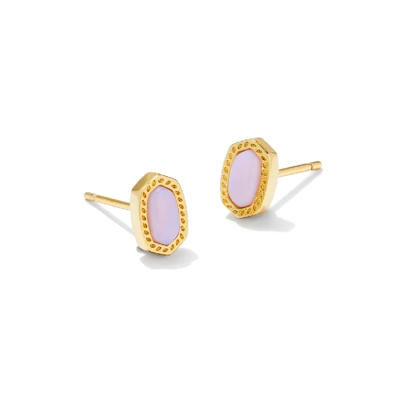 Simple necklaces for women -Kendra Scott Ellie Mini Gold Studs In Pink Opalite Crystal