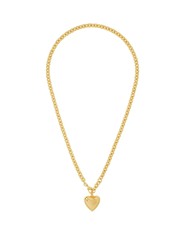 Adjustable pendant necklaces for women -The Mini Puffy Heart Necklace in Gold