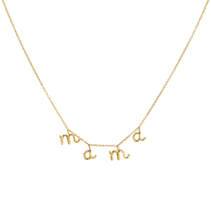 Modern silver necklaces for women -Mini Letter Mama Necklace