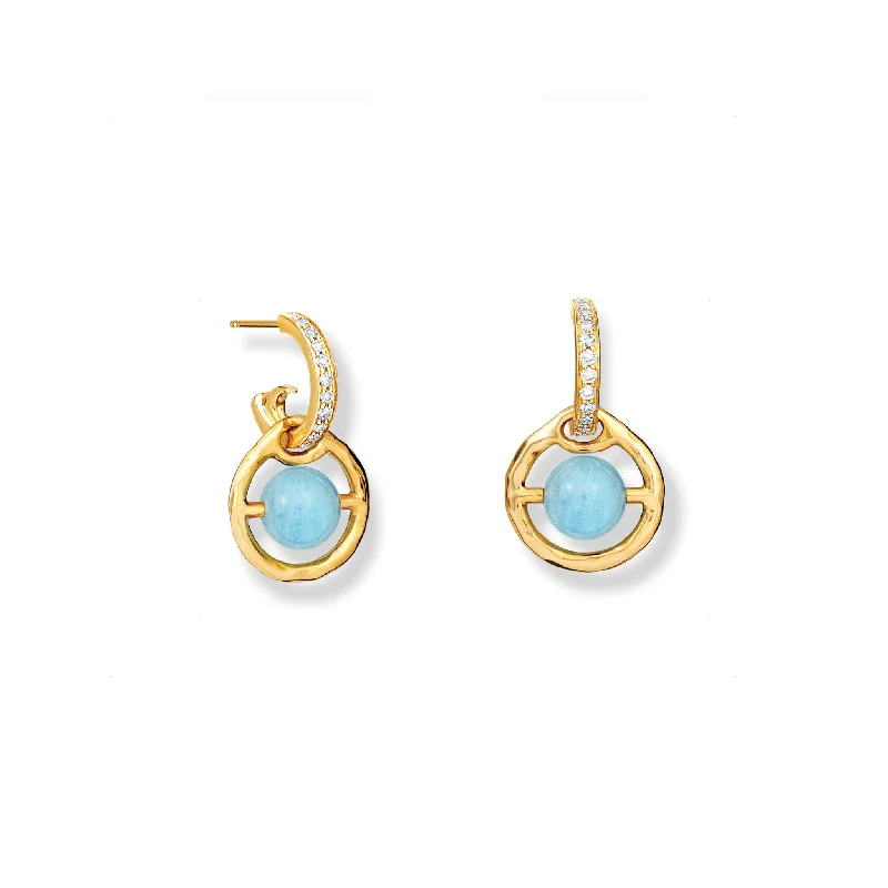 Designer pearl earrings for women -Archipelago Earring Drops Yellow Gold - Aquamarine