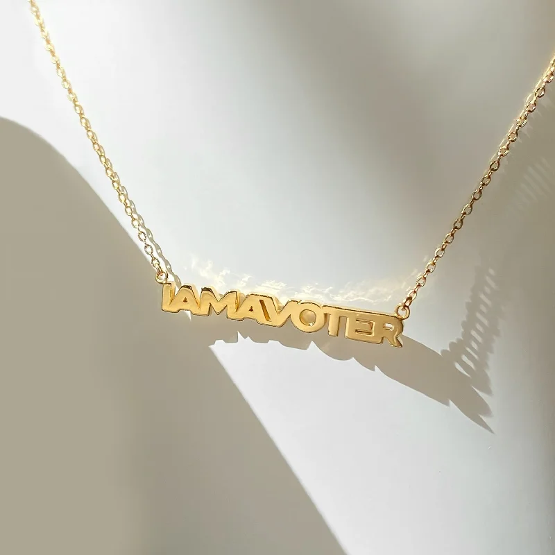 Women's infinity necklaces -IAMAVOTER Script Necklace