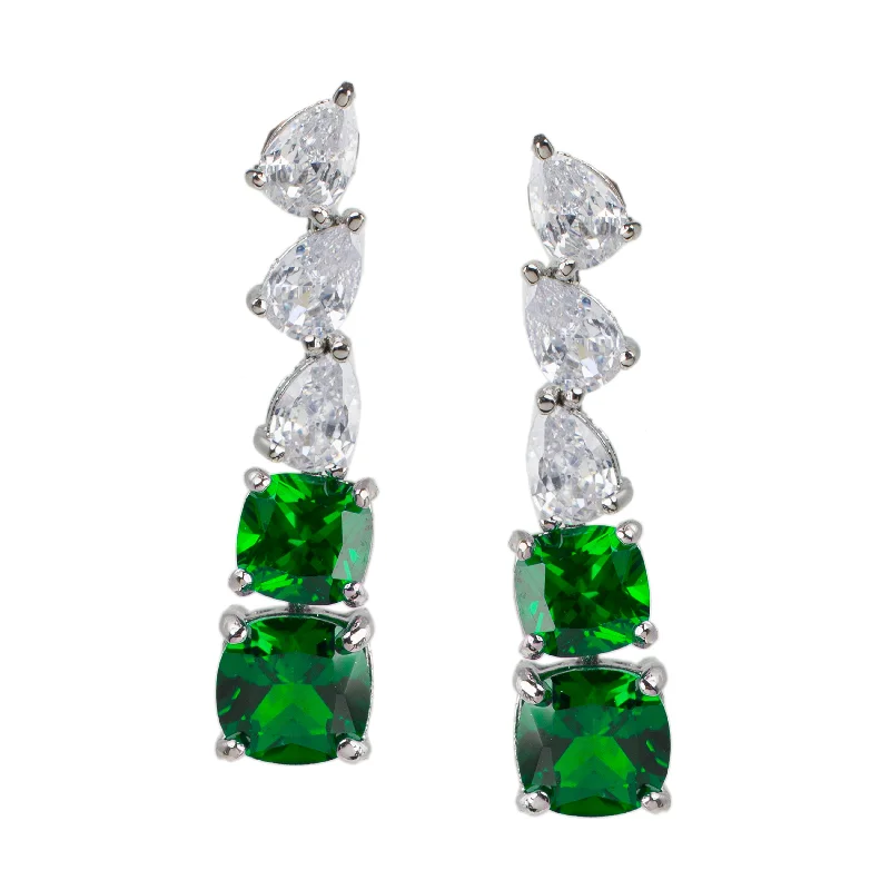 Dainty stud earrings for women -Emerald Graduated Linear Drop Earrings