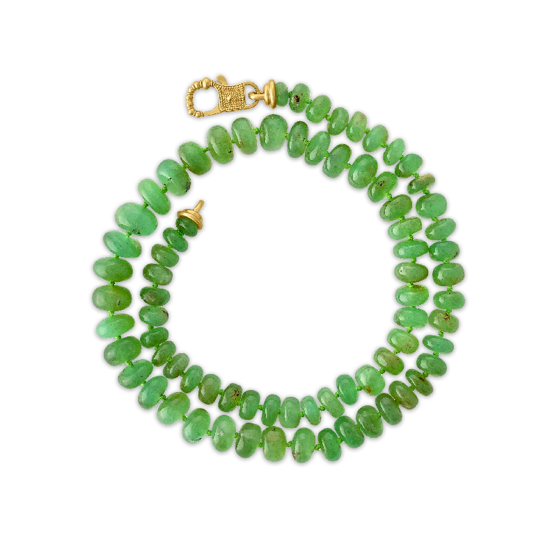 Custom name necklaces for women -Chrysoprase Strand with Fibula Clasp