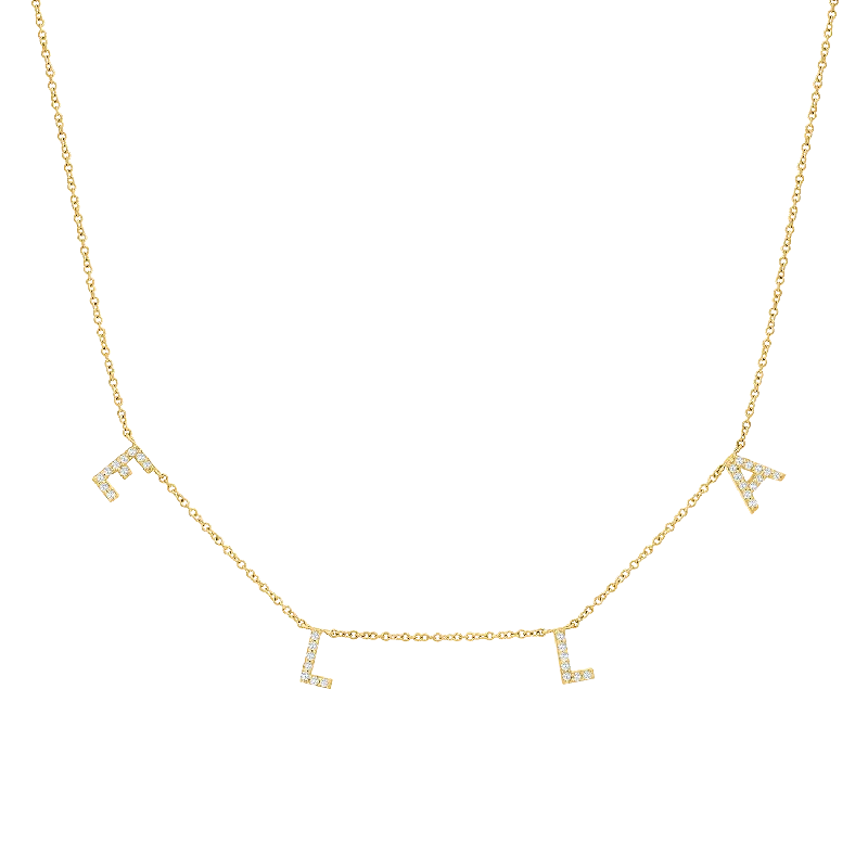 Choker necklaces for women -Diamond Spaced Letter Necklace