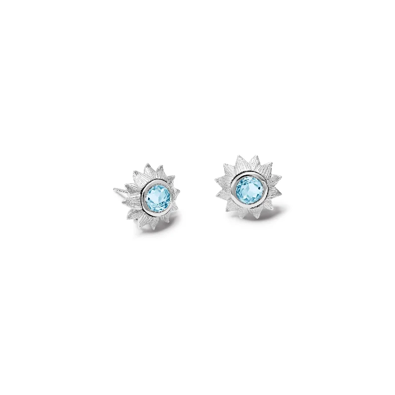 Fashionable earrings for women -Sunflower Earring Halos Silver