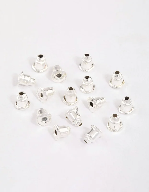 Elegant gemstone earrings for women -Silver Earring Backs 16-Pack