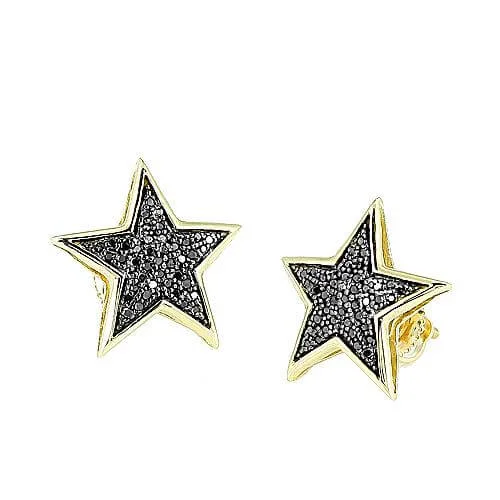 Colored gemstone earrings for women -10KY 0.25CTW BLACK DIAMOND STAR EARRING