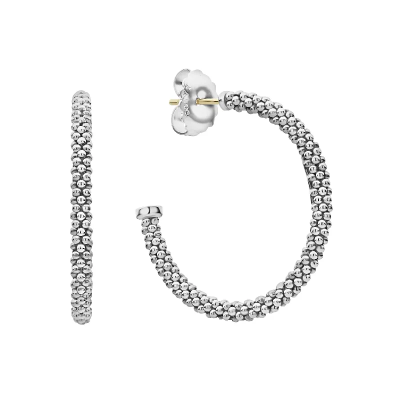 Stylish stud earrings for women -Signature Caviar Small Caviar Hoop Earrings