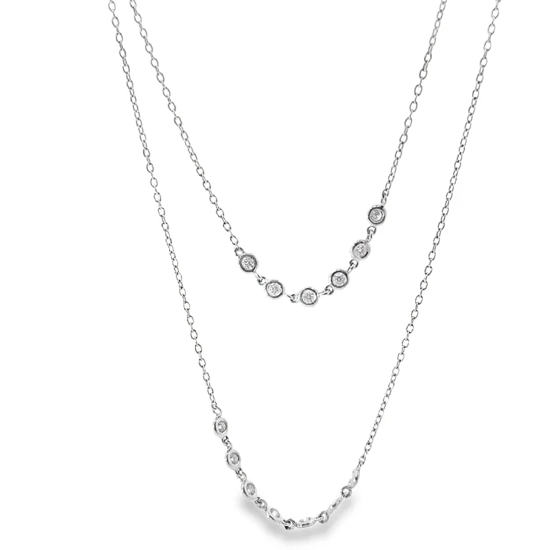 Designer necklaces for women -Long Diamond Bezel Station Necklace