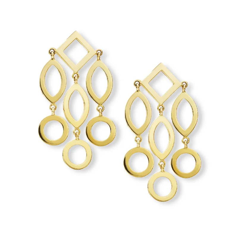 Pearl earrings for women -Temple of Heaven Earrings Yellow Gold