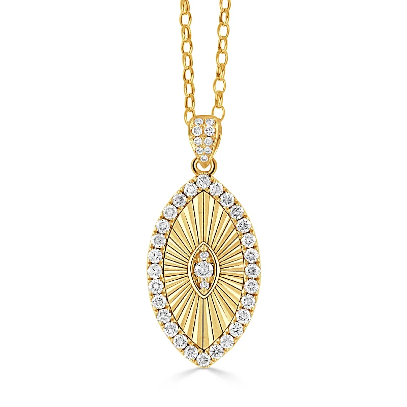 Stylish necklaces for women -Doves Fluted Marquise Pendant  Necklace