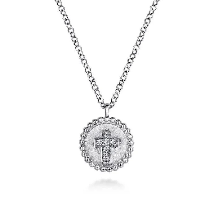 Simple diamond necklaces for women -Gabriel Silver Bujukan Diamond Cross Pendant Necklace