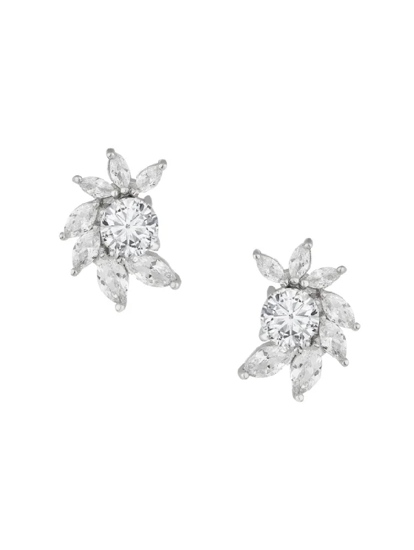 Chunky earrings for women -Round and Marquise CZ Stud Earrings