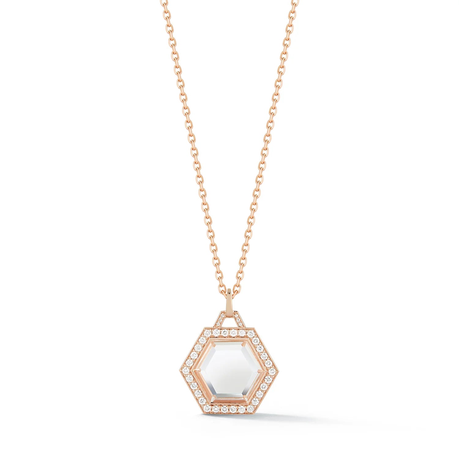 Fashion chokers for women -Walters Faith 'Bell' Diamond and Rock Crystal Hexagon Charm Necklace