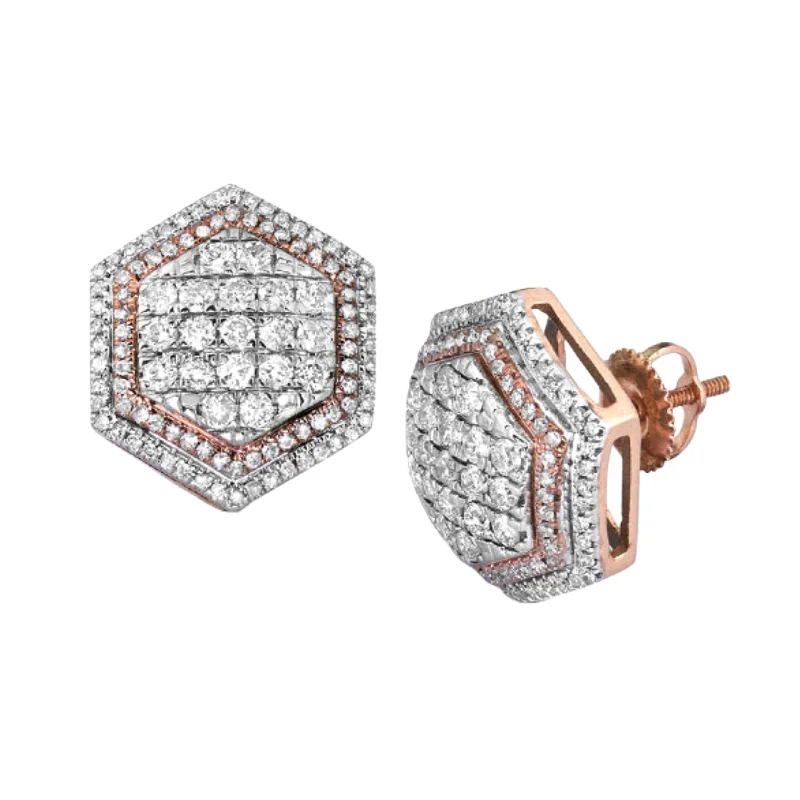 Matching earrings for women -10KR 1.50CTW DIAMOND 6-SIDED DOME EARRINGS