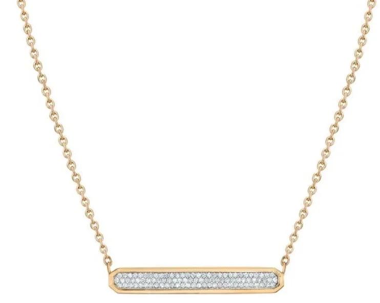 Unique pendant necklaces for women -Walters Faith 'CARRINGTON' Rose Gold & Diamond ID Bar Necklace