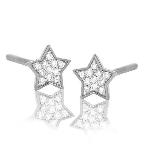 Personalized earrings for women -14KW 0.10CTW DIAMOND FLAT STAR EARRING STUDS