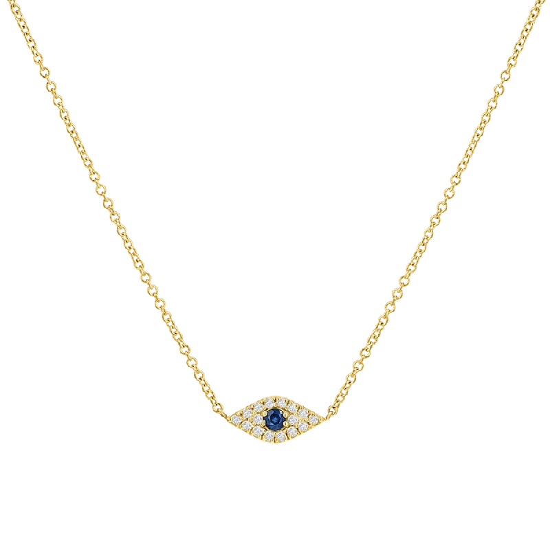 Minimalist gold necklaces for women -Pave Diamond Evil Eye Necklace