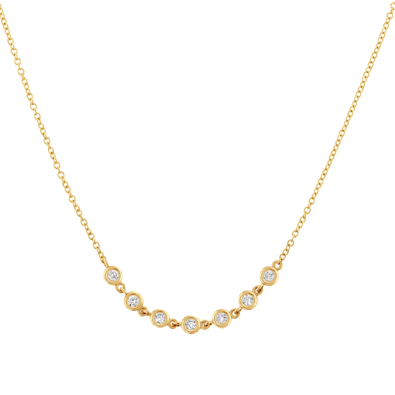 Long gold necklaces for women -Diamond Bezel Station Necklace