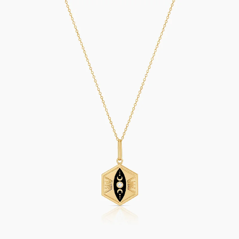 Luxury diamond necklaces for women -Divine Feminine Black Enamel Necklace